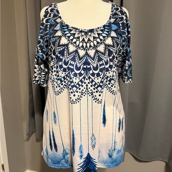 CHICYEA Women's Cold Shoulder Tunic Top 3XL - Picture 2 of 5